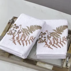 New 🛒 Michael Aram Fern Embroidered Hand Towel Set Green ✔️