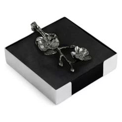 Promo 🎁 Michael Aram Black Orchid Cocktail Napkin Holder Nickel Plate 🥰