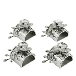 Discount 🎉 Michael Aram White Orchid Napkin Rings Silver 🛒