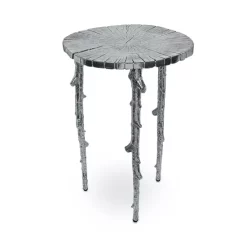 Best Sale 🔔 Michael Aram Enchanted Forest Polished Aluminum Side Table Silver ❤️