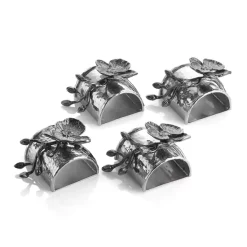 Coupon ⭐ Michael Aram Black Orchid Napkin Rings, Set Of 4 Nickelplate ⭐