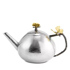 Hot Sale 😉 Michael Aram Butterfly Ginkgo Round Teapot Silver 🔔