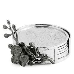 Buy ⌛ Michael Aram Black Orchid Coasters, Set Of 6 Nickelplate 💯