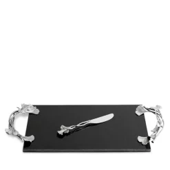 Cheap ❤️ Michael Aram Ginkgo Large Cheese Board And Knife - 100% Exclusive Black/silver 👍
